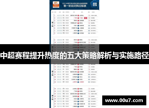 中超赛程提升热度的五大策略解析与实施路径
